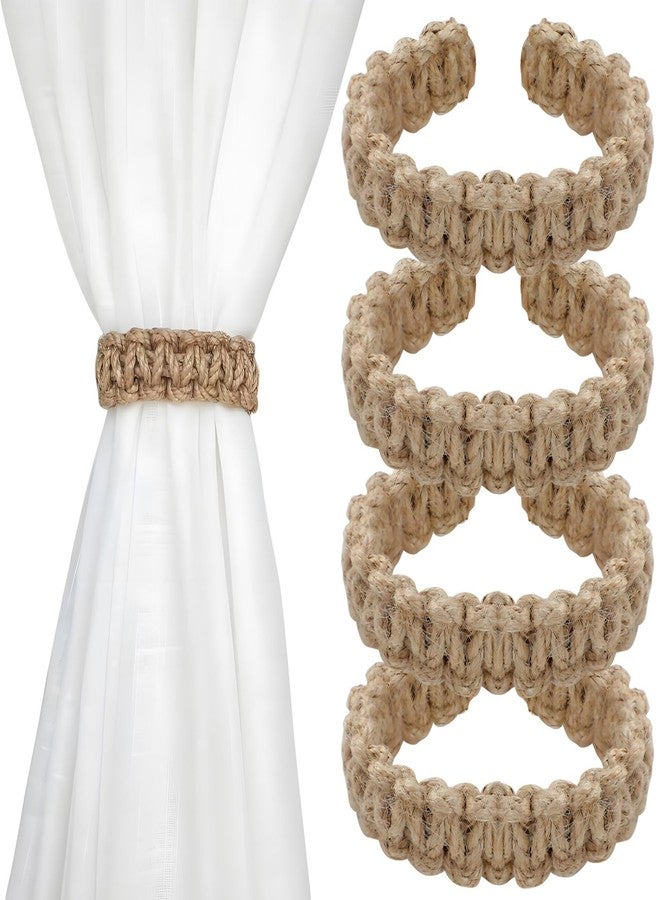 CYUXING 4Pcs Bohemian Braided Curtain Hooks, Exquisite & Compact Home Goods, Elegant Rustic Curtain Accessories Suitable for The Pursuit of Natural & Simple Decoration Style, Holdbacks Tie Backs - Image 1